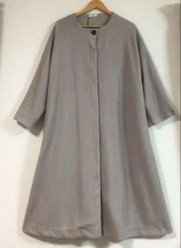 차콜 그레이 라운드넥 롱 코트