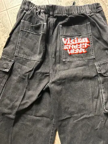 블랙 카고 팬츠 비주얼 스트릿 의류