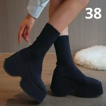 통굽 삭스 부츠 블랙 38 사이즈