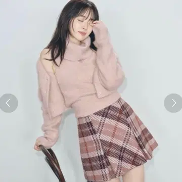 snidel 로빙 체크 미니 스커트 PNK