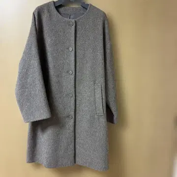 그레이 울 혼방 롱 코트