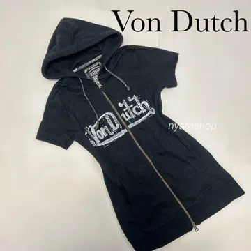 Von Dutch 블랙 집업 후드티 스터드 로고