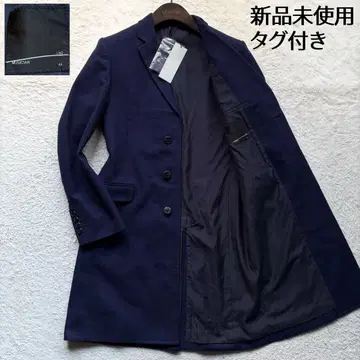 [ 택 포함 미사용 새상품 ] 라드 뮤지션 체스터 코트 체크 네이비