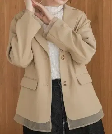 새상품*Bab 시어 절개 테일러드 자켓 베이지 캐주얼 깔끔한 세련된