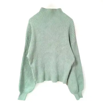 리브 니트 숏 기장 하이넥 그린 계열 볼륨 소매 심플 앤드 클린