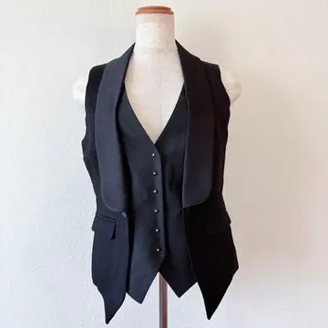 Sov. 지레 베스트 블랙 일본제 고급 레이온 혼방 여성용 모드