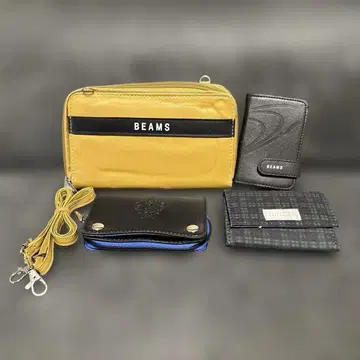 BEAMS 카키 파우치 지갑 사선 가케 등