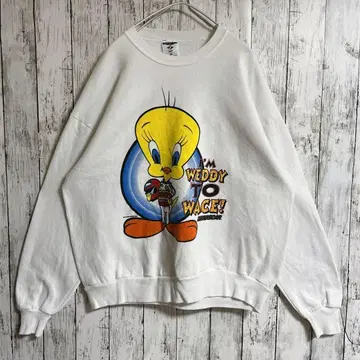 90s 루니툰 USA제 맨투맨 XL 화이트 나스카 콜라보 4673