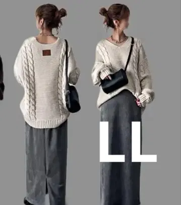 [ 미사용 새상품 ] 시마무라 yumi 핸드 니트 화이트 LL