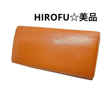 HIROFU 새상품급 장지갑 천연 가죽 오렌지 계열 고급 인기