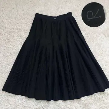 새상품급 45R 덤프 아코디언 플리츠 스커트 면 100% 블랙 L 사이즈