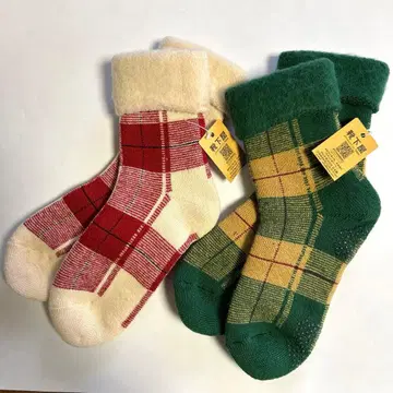 타비오 타탄 체크 속기모 룸삭스 따뜻한 양말