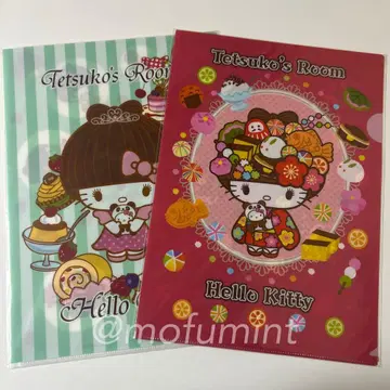 새상품 헬로키티 테츠코의 방 콜라보 클리어 파일 2장 세트