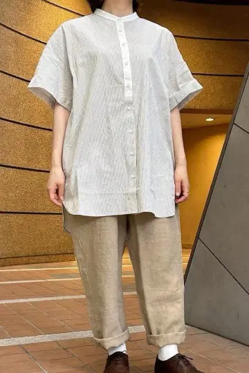 휴일과 시 아리섬 롱 셔츠 5부 기장