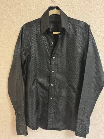 블랙 스트라이프 드레스 셔츠 긴팔