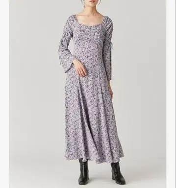 새상품급 FRAY I.D 퍼프 슬리브 리본 프린트 원피스 사이즈 0