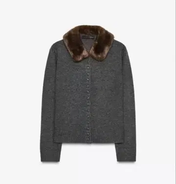 [ 완판템 ] ZARA 인조 모피 라펠 니트 자켓 M 금기 신상 택 포함