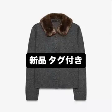 [ 완판템 ] ZARA 인조 모피 라펠 니트 자켓 M 금기 신상 택 포함