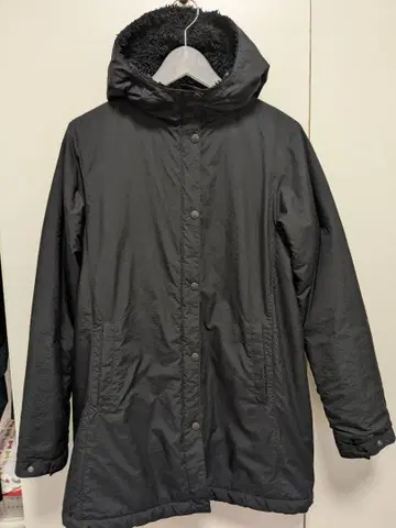 THE NORTH FACE 후드 부착 롱 코트 블랙