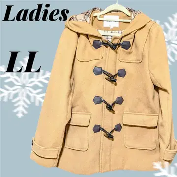 여성용 베이지 더플 코트 LL 사이즈 후드 부착