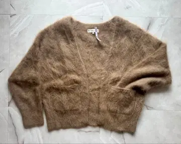 KUMIKYOKU 쿠미쿄쿠 브라운 카멜 모헤어풍 가디건