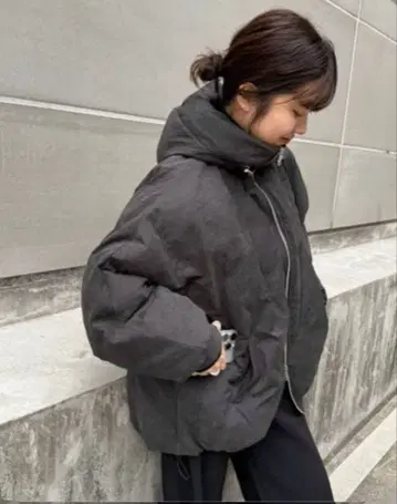 [새상품] SLOBE IENA 충전솜 볼륨 후드 블루종 (블랙)