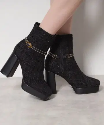 ESPERANZA 숏부츠 스퀘어 트위드 숏부츠 L 사이즈