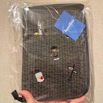 familiar 자수 디자인 파우치 그레이 비오는날 케이스