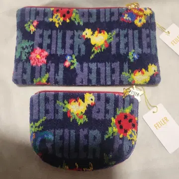 페일러앤하이디 플랫 파우치 보트형 파우치 2개 세트 네이비 새상품