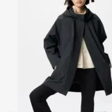 택 포함 새상품 UNIQLO 유니클로 블록 테크 하프 코트 블랙 M