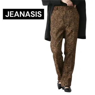 새상품급 JEANASIS 지나시스 패턴 플레어 팬츠 브라운 S 허리밴딩