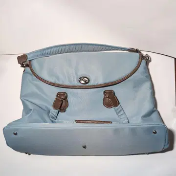 스카이블루 나일론 보스턴 백