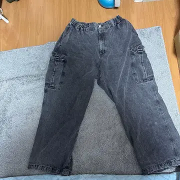 다크 그레이 카고 팬츠 허리밴딩