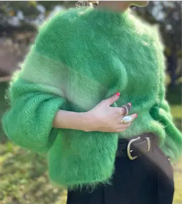 모헤어 니트 그린 Babb