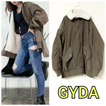 GYDA 소매 퀼팅 보아 블루종 브라운