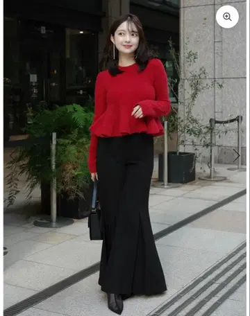 [ 택 포함 미사용 새상품 ] anuans 트리아세 백 새틴 플레어 팬츠