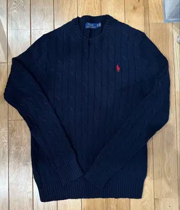 POLO 네이비 케이블 니트 스웨터