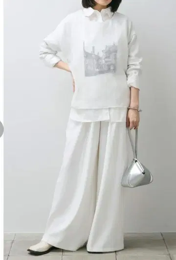 ESICA 에시카 튤 레이어드 프린트 맨투맨