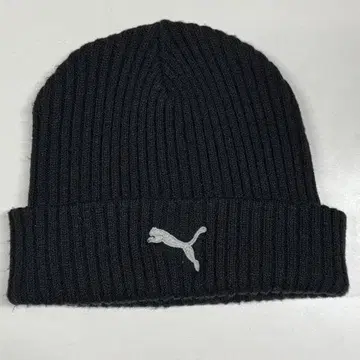 PUMA 리브 니트 모자 자수 로고 원 포인트 블랙 비니 푸마