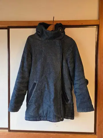 후드 부착 데님 전체 보아 자켓