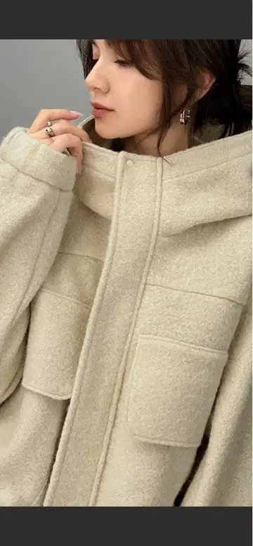 JAVA 플리스 후드 부착 오버 사이즈 자켓