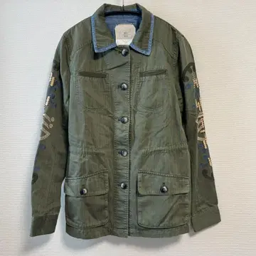 Anthropologie HEI HEI 자수 밀리터리 셔츠 XS 카키