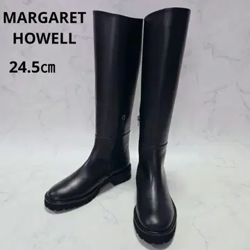 컨디션 최상 마가렛호웰 롱 부츠 와이드 힐 라운드토 가죽
