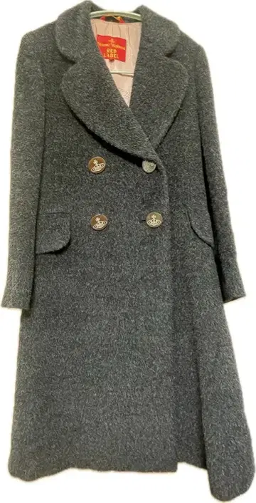 그레이 더블 브레스트 롱 코트