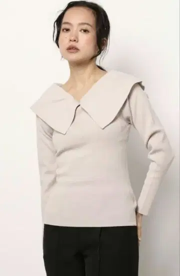 [택 포함] 셀피드 카라 부착 리브 니트 38 PBEG