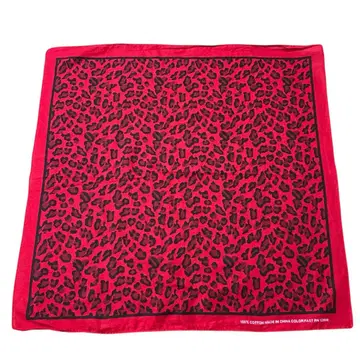 USA 구제 의류 반다나 레오파드 프린트 코튼 레드 빈티지 V4