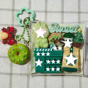 가챠 파우치 그린 크리스마스 카페