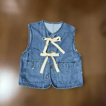 새상품 SM2 자수 디자인 데님 베스트