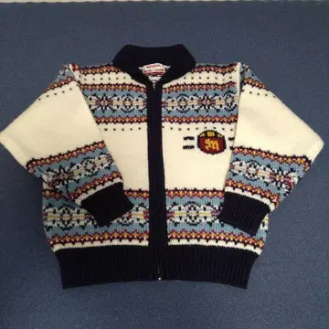 노르딕 무늬 집업 니트 가디건 빈티지