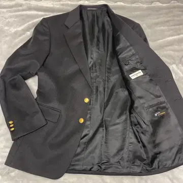 12MA01_새상품급 XL 상당 캐시미어 혼방 블레이저 골드 버튼 블랙